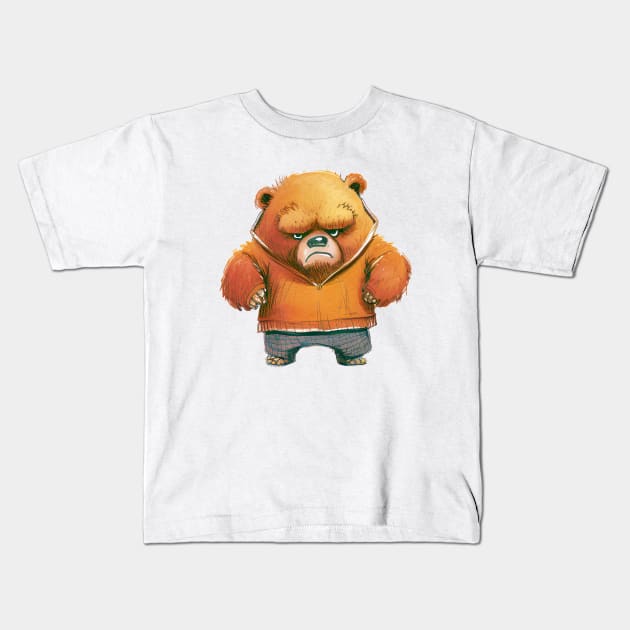 Bear Cute Adorable Humorous Illustration Kids T-Shirt by Cubebox